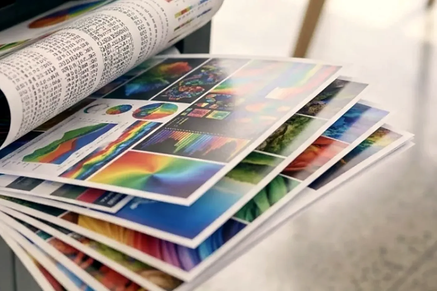 Colour test prints in the tray after a copier service on the Sunshine Coast